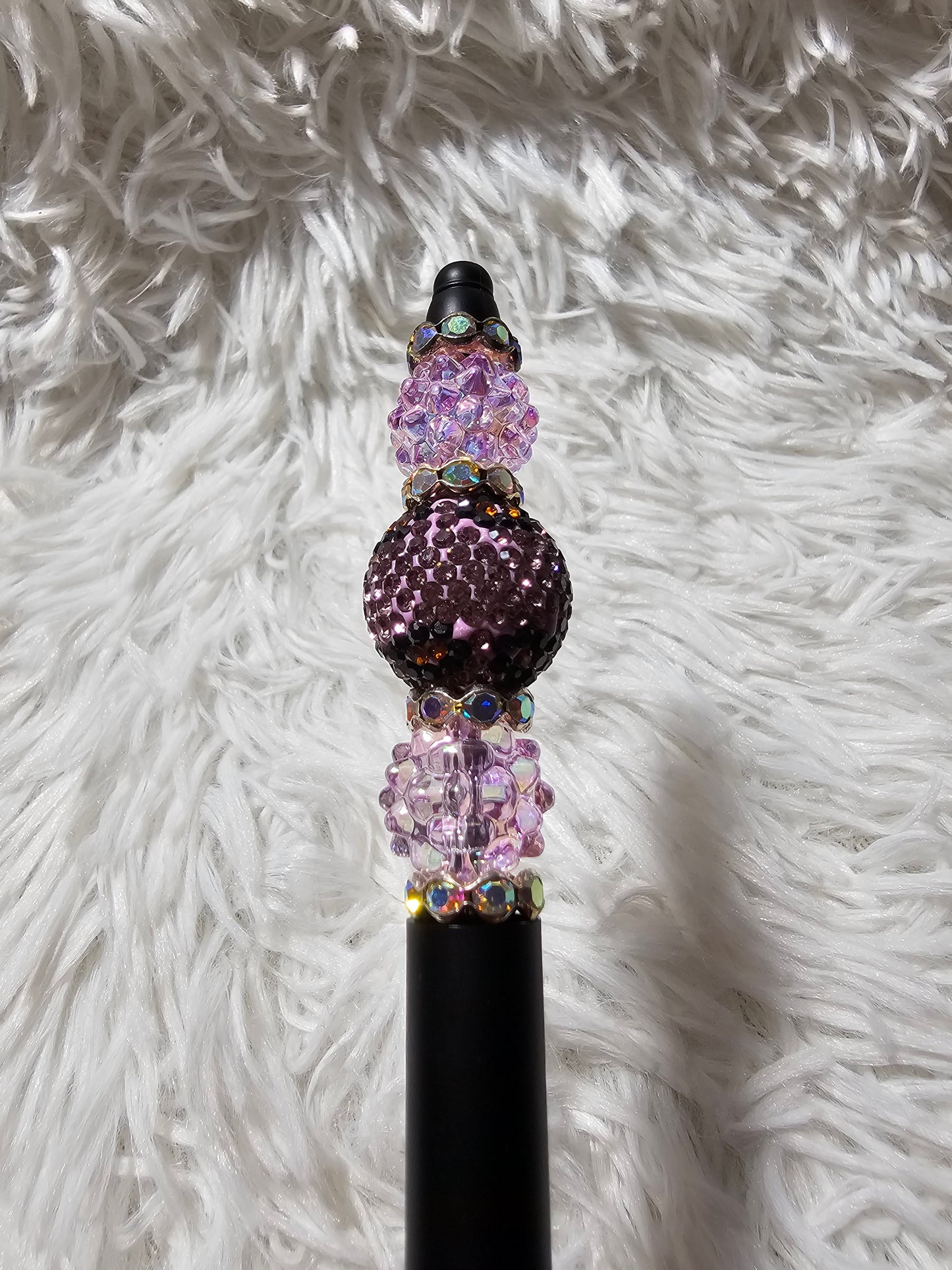 Black and pink rhinestone and bead pen