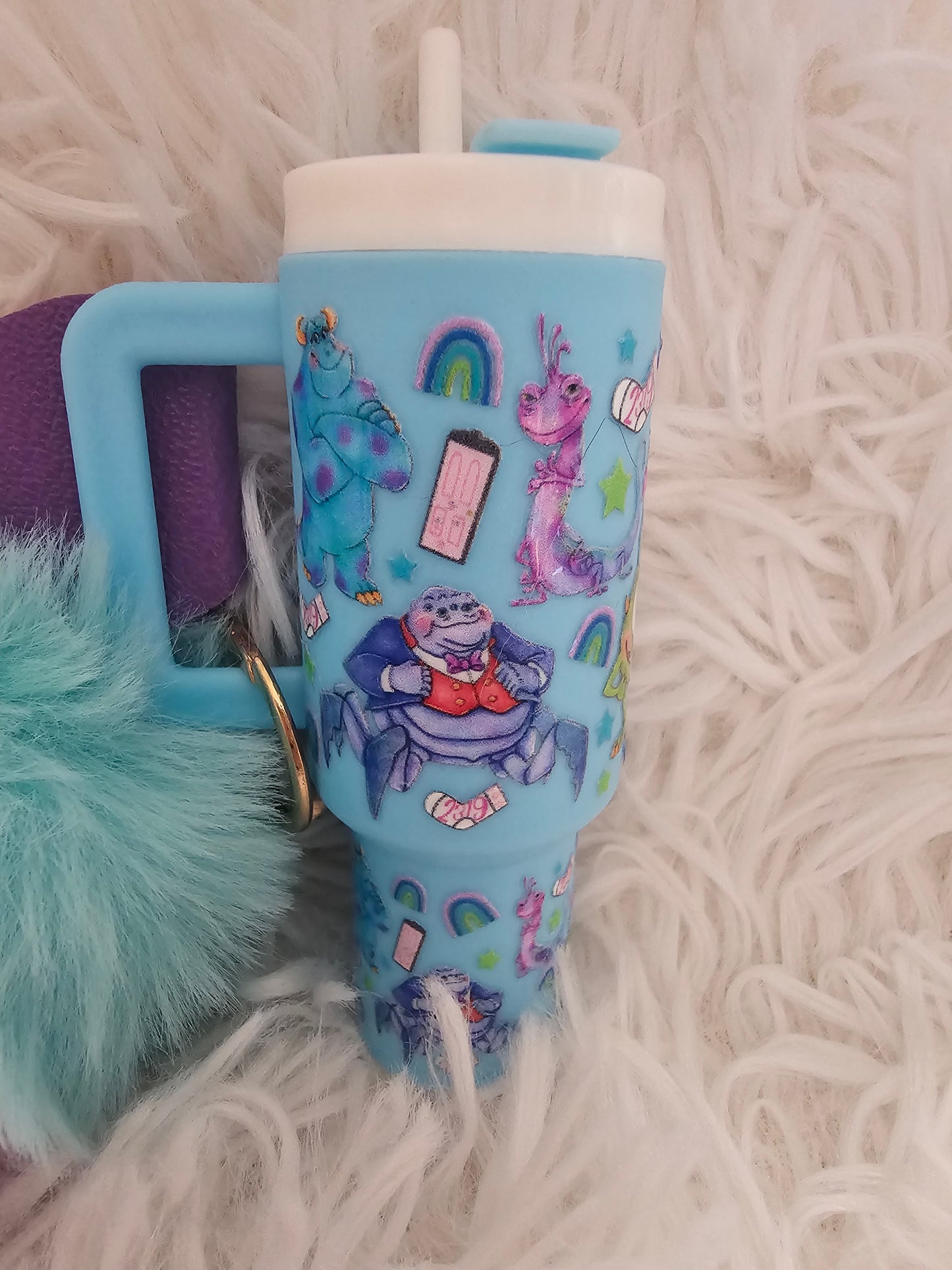 Monsters Inc inspired mini tumbler keychain