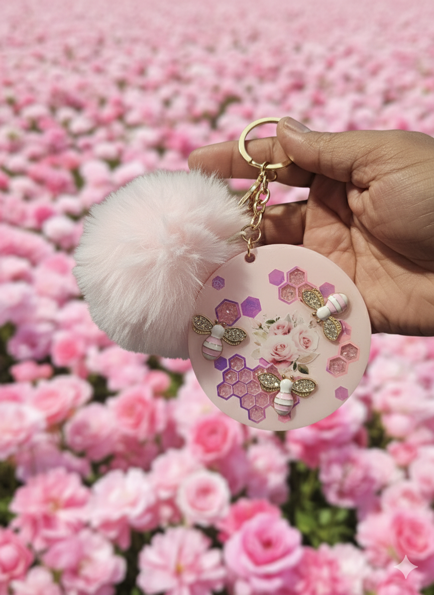🐝 Pink Bee Luxe Keychain