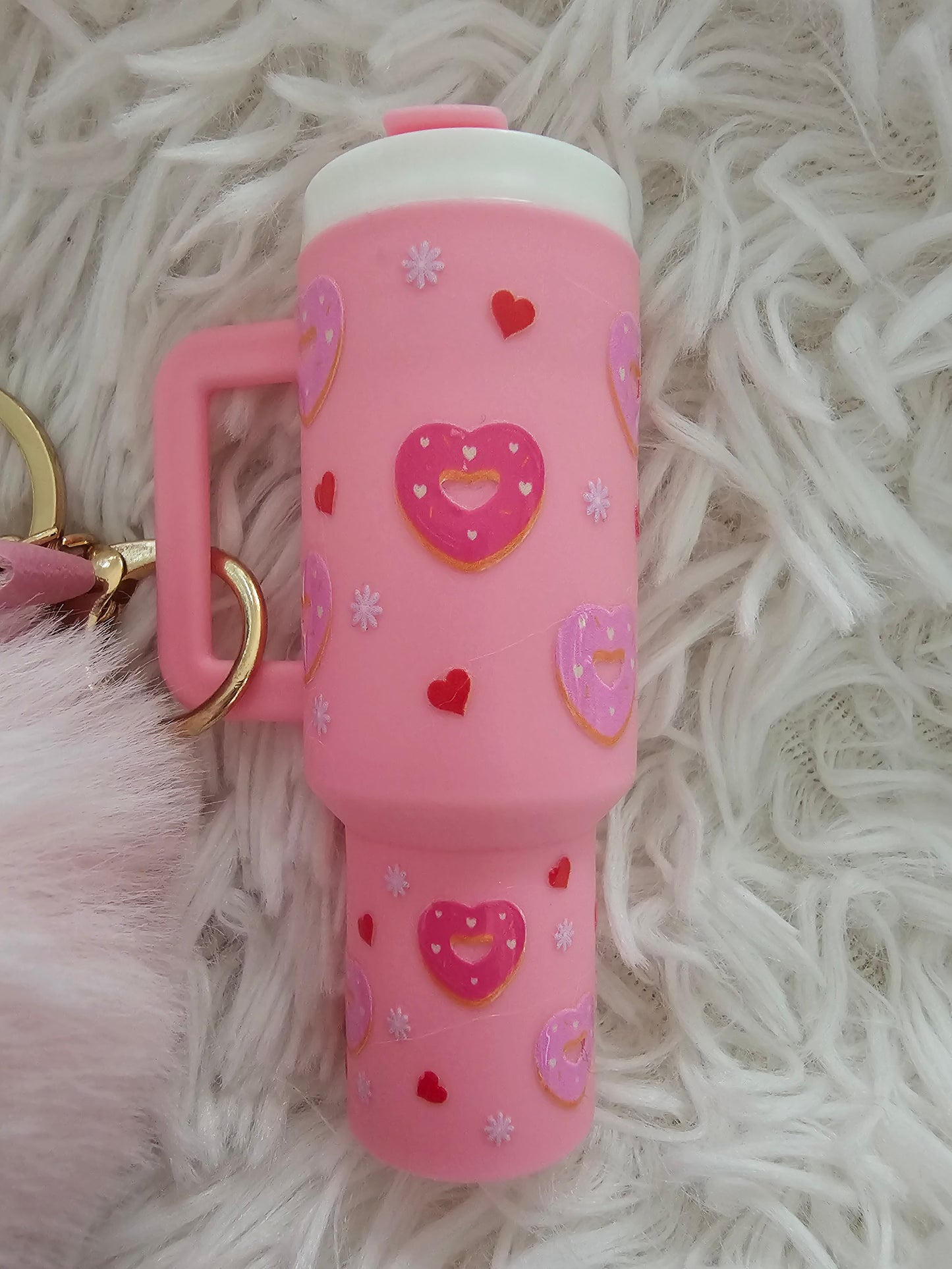 Donuts heart mini tumbler keychain