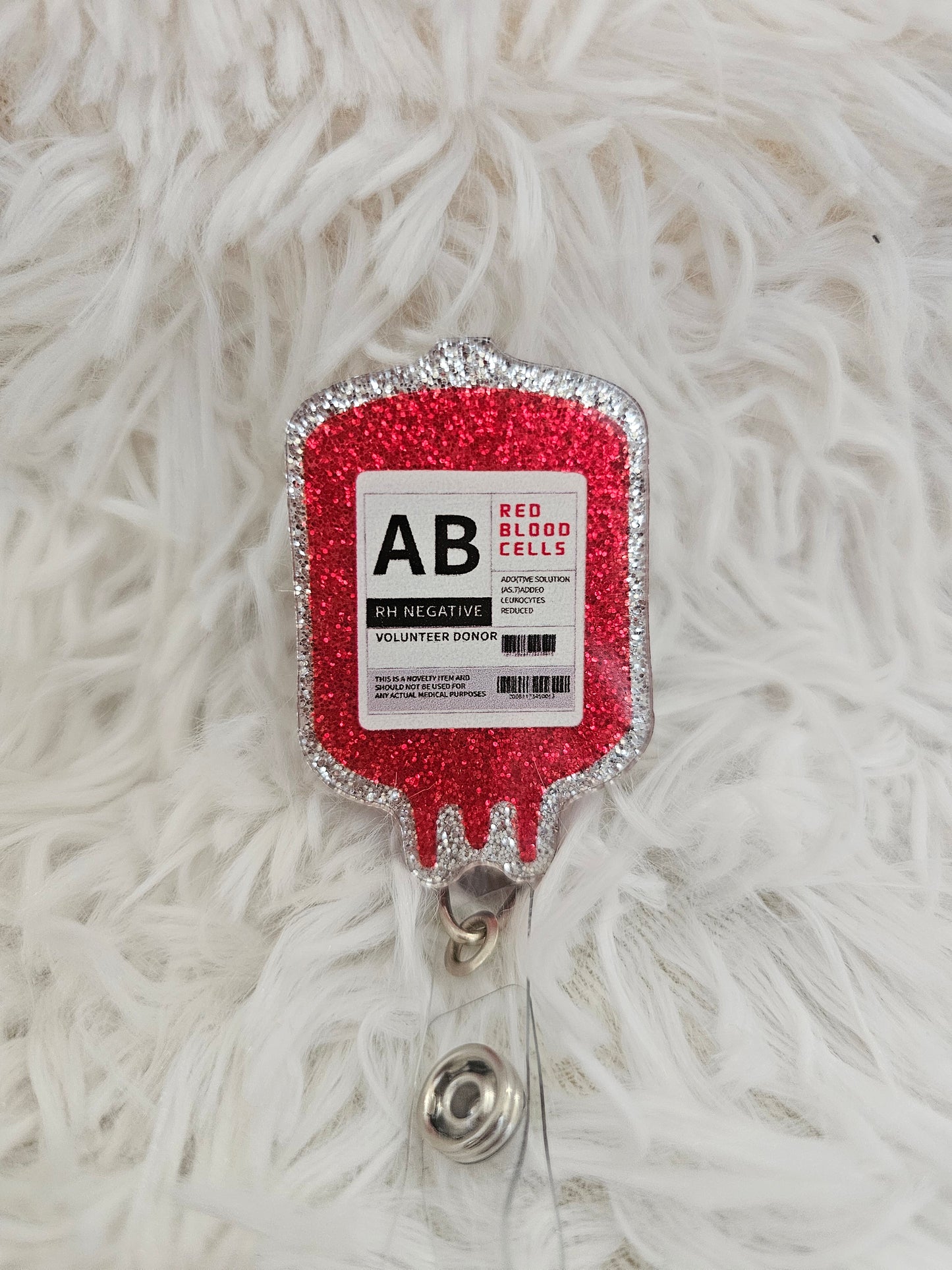Blood Bag Badge Reel – Glitter Red