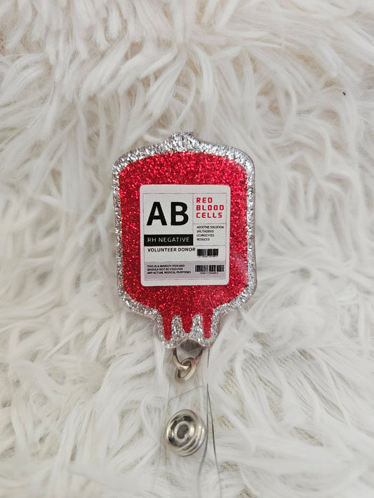 Blood Bag Badge Reel – Glitter Red