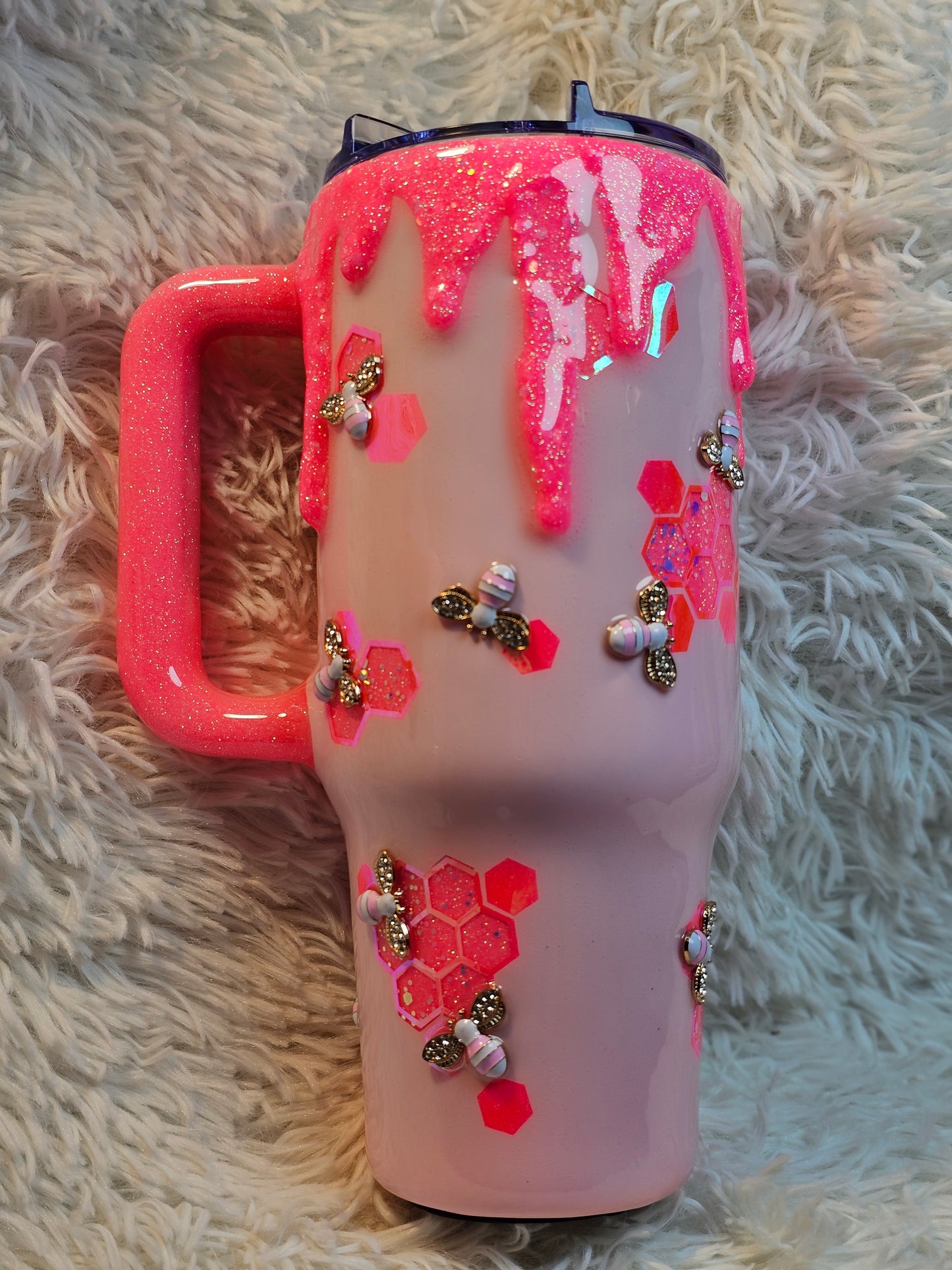 40oz pink bumblebee tumbler