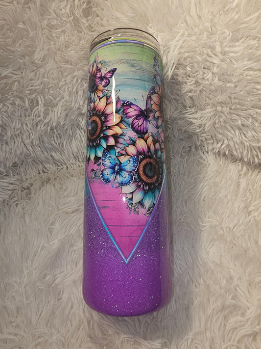 30oz Sunflower butterfly tumbler
