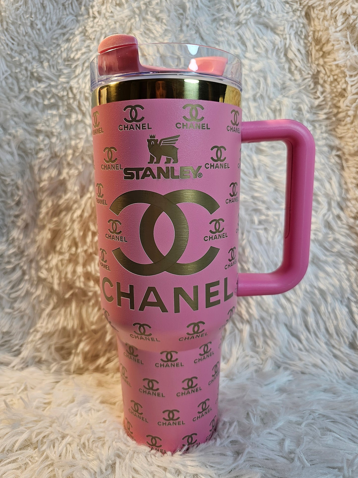 Stanley x Chanel-Inspired 40oz Tumbler – Pink Luxe Edition