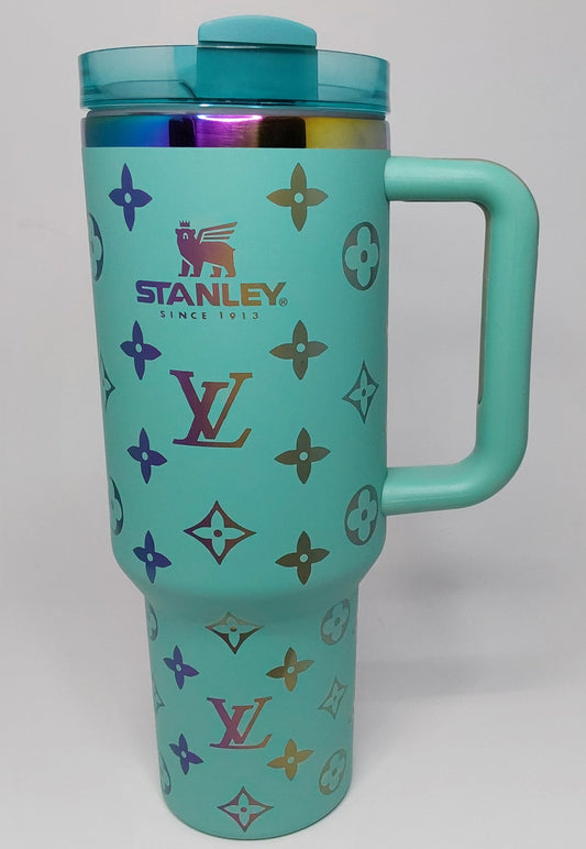 40oz blue rainbow designer inspired tumbler