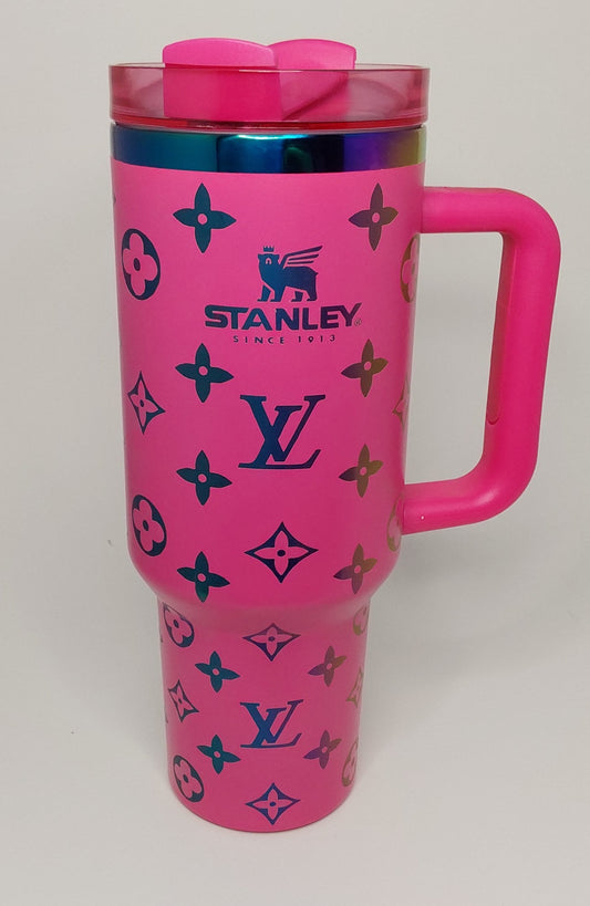 40oz Pink rainbow designer inspired tumbler